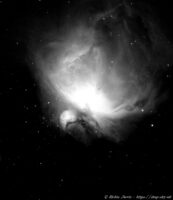 January 2022 – The Great Orion NebulaTaken using a Hydrogen Alpha filter.  Located in the constellation of Orion