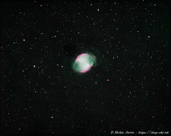 August 2025 – The Dumbbell NebulaMessier 27 located in the Constellation of Vulpecular